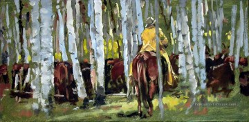 Cowboy dans les arbres Peinture à l'huile